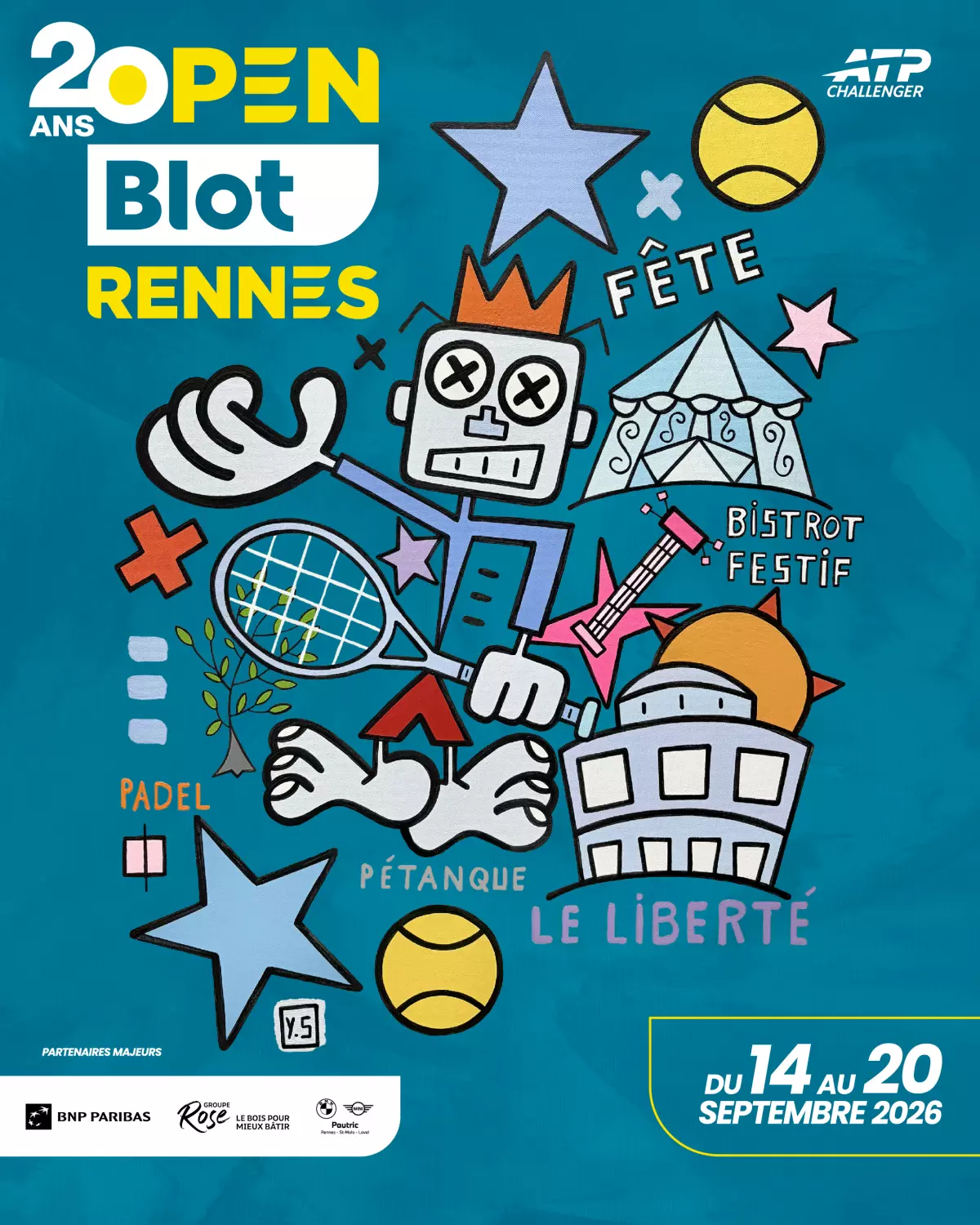 Un partenariat renouvelé pour 10 ans avec Blot, Yannick Noah en concert, Ksenia Chasteau ambassadrice, Mansour Bahrami, Salon Festif, village gratuit et évènement à impact social positif, l’Open Blot Rennes dévoile ses cadeaux pour fêter ses 20 ans